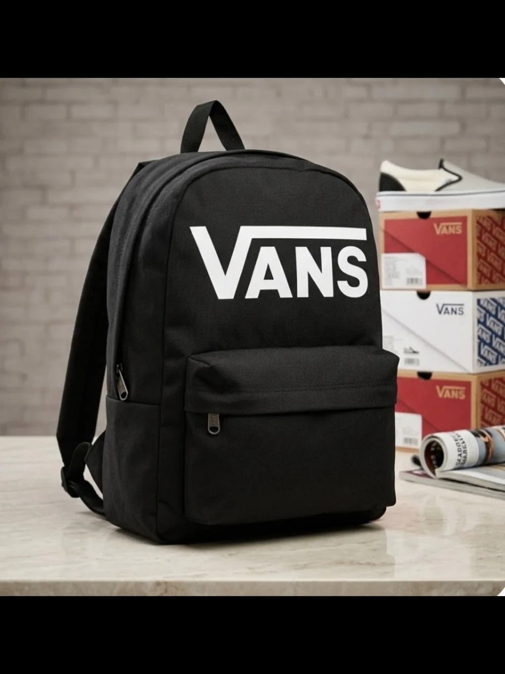 NEW! Vans Black Backpack with White Logo NWT